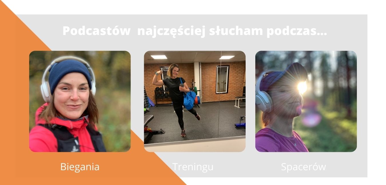 Ilustracja pokazująca kiedy słucham podcastów.