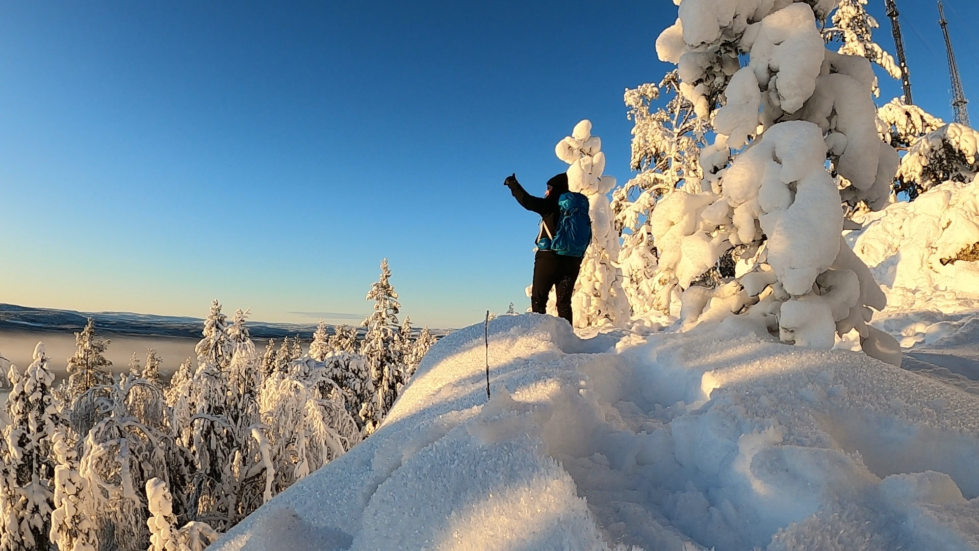 Widok w zimowej scenerii. Szwecja.